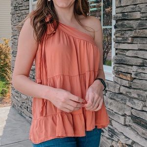 Coral Off Shoulder Top